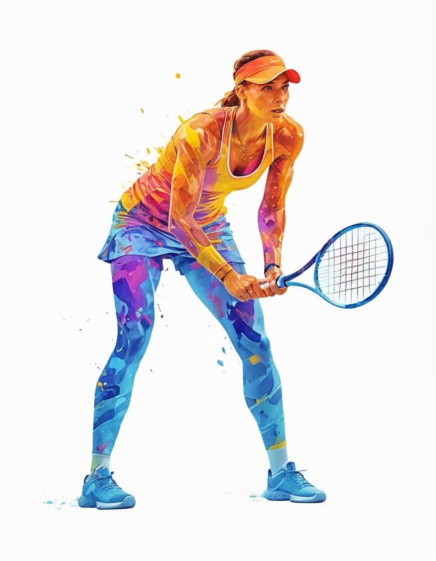 Dynamic Tennis Player in Vibrant Digital Art