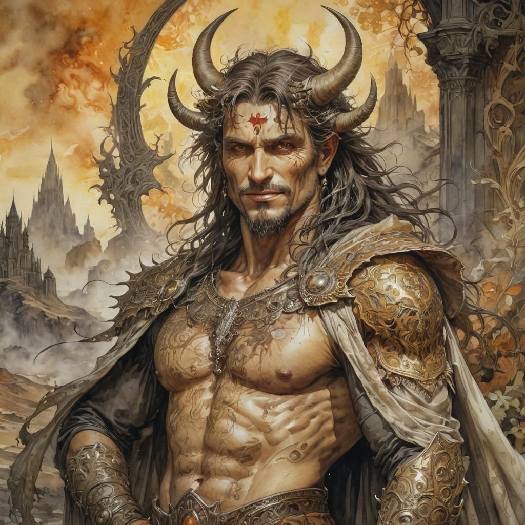 Demon King of Hell in Art Nouveau Style