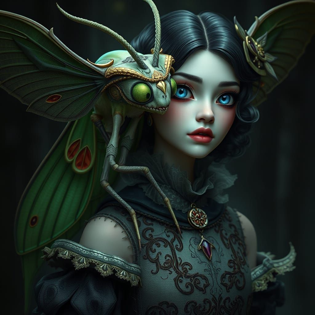 Vampire Moth Hybrid in 3D Anime Style