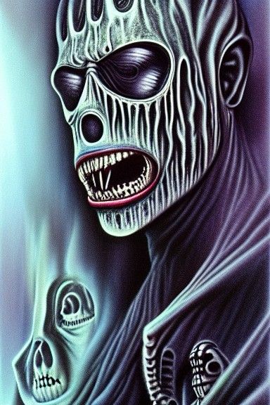 Ominous Figure in Giger-Inspired Horror Art