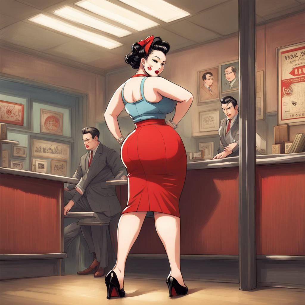 Rockabilly Woman in Anime Key Visual Style