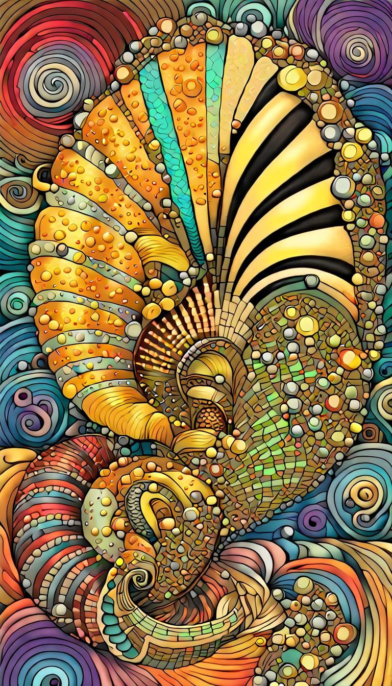 Iridescent Cornucopia: Psychedelic Zentangle Masterpiece