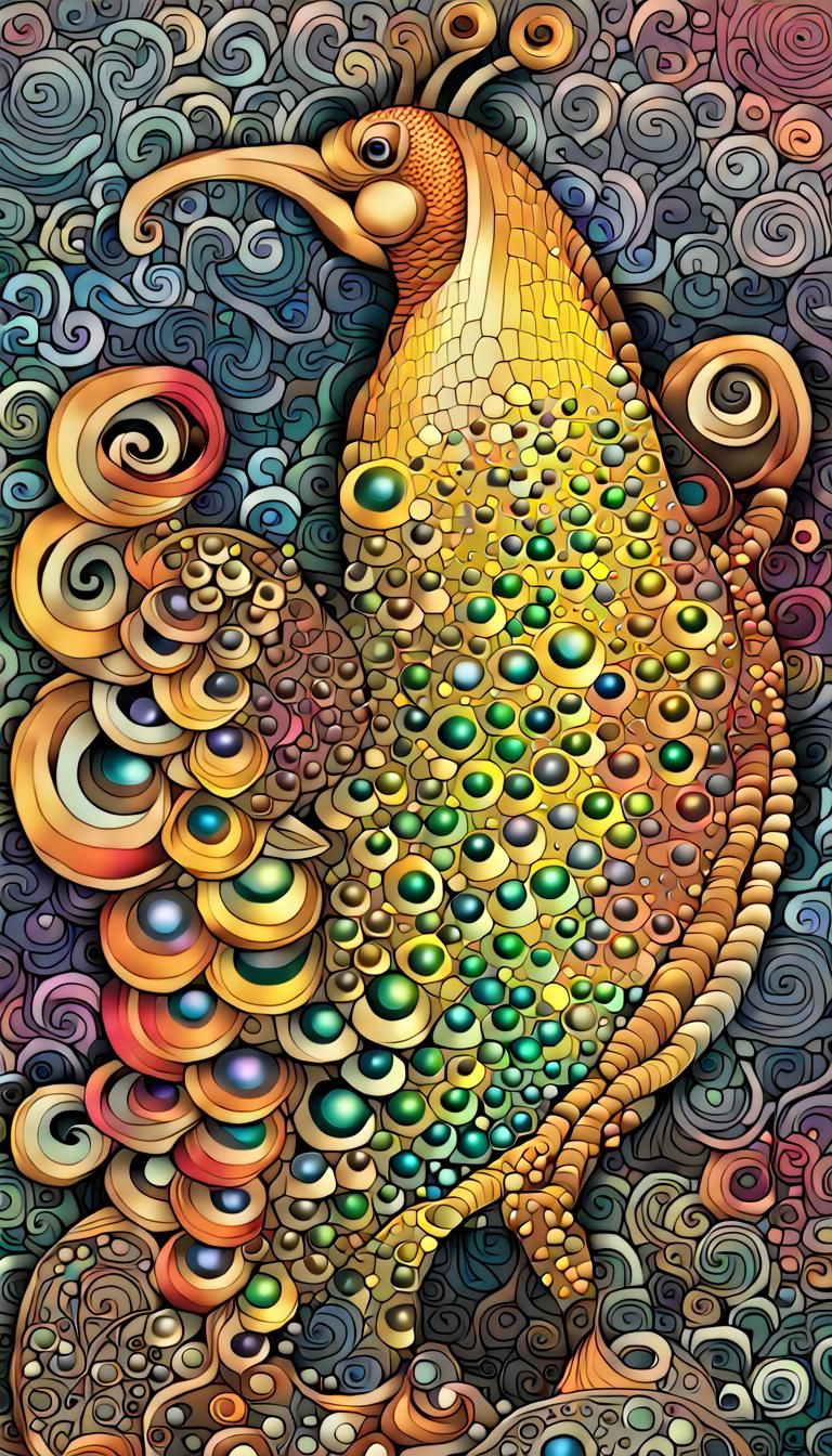 Iridescent Cornucopia in Psychedelic Digital Art Style