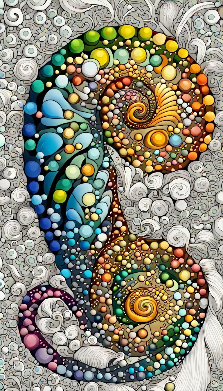 Iridescent Cornucopia in Psychedelic Zentangle Style