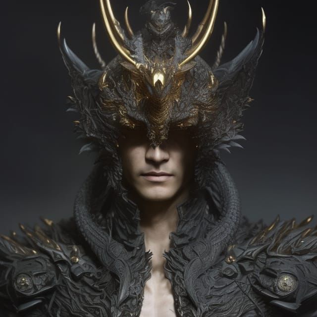 Regal Bahamut Demon Patriarch Portrait in Digital Art Style