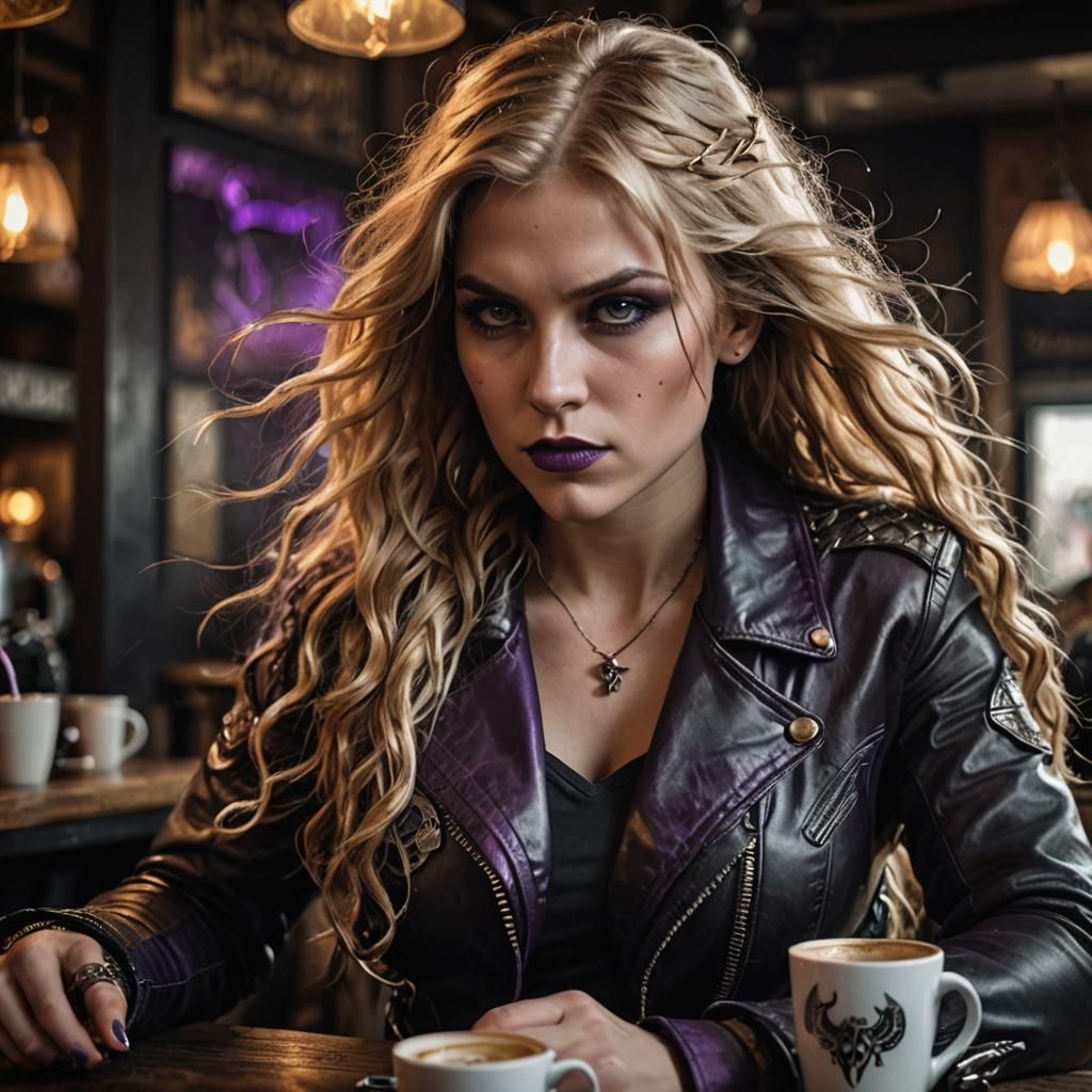 Valkyrie Biker in Dark Fantasy Art Style