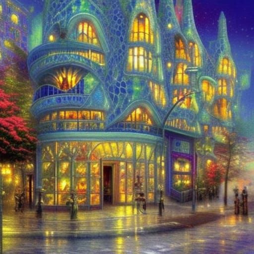 Surreal Crystal Shop in Gaudi Style