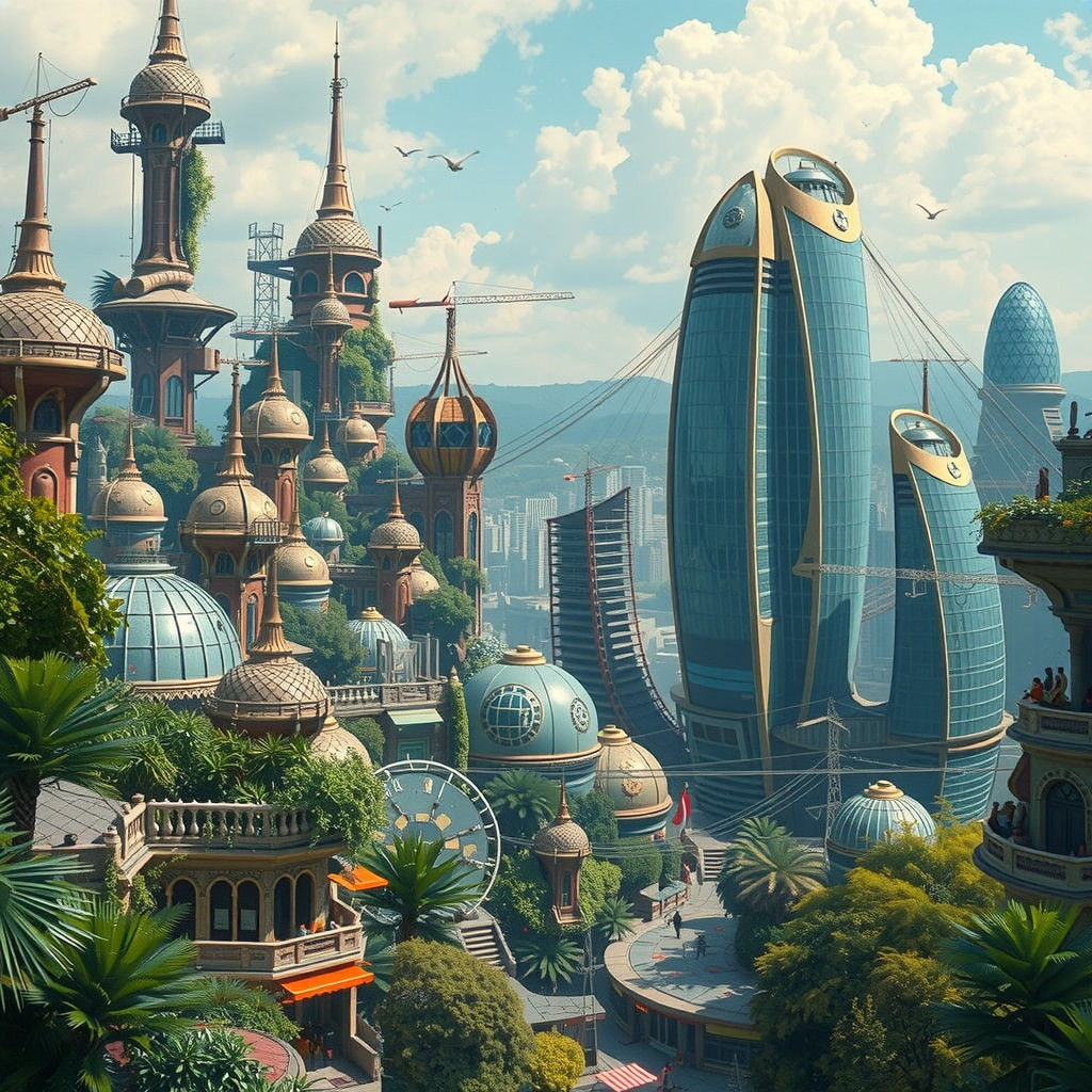 Utopian Futuristic Cityscape in a Sustainable World