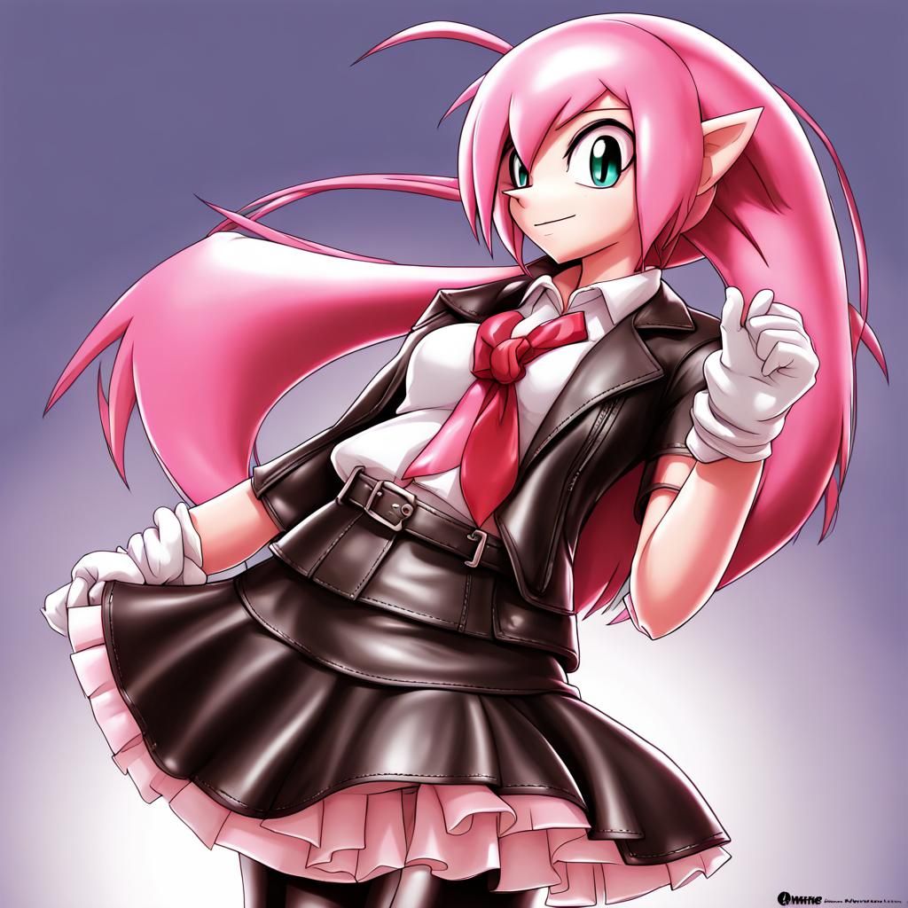 Amy Rose in Leather Skirt: Anime Key Visual