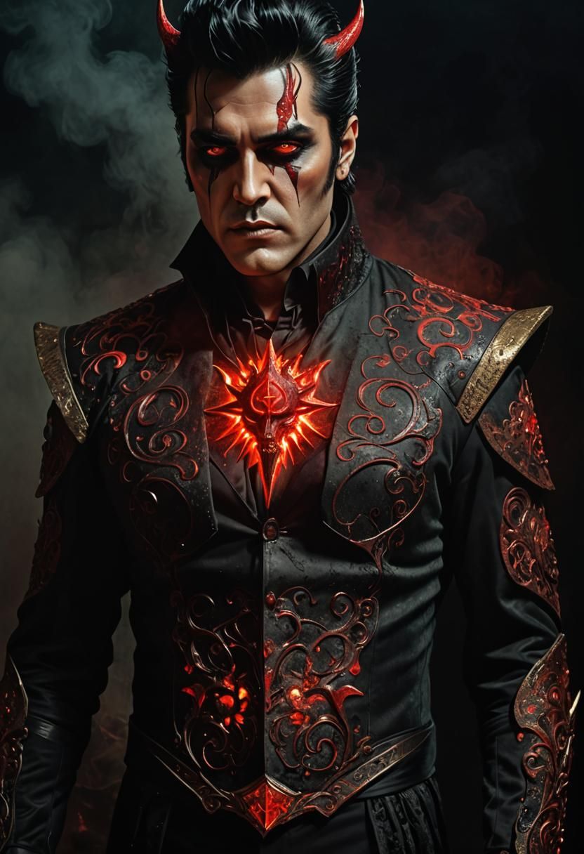 Eerie Demon God in Black Gothic Suit