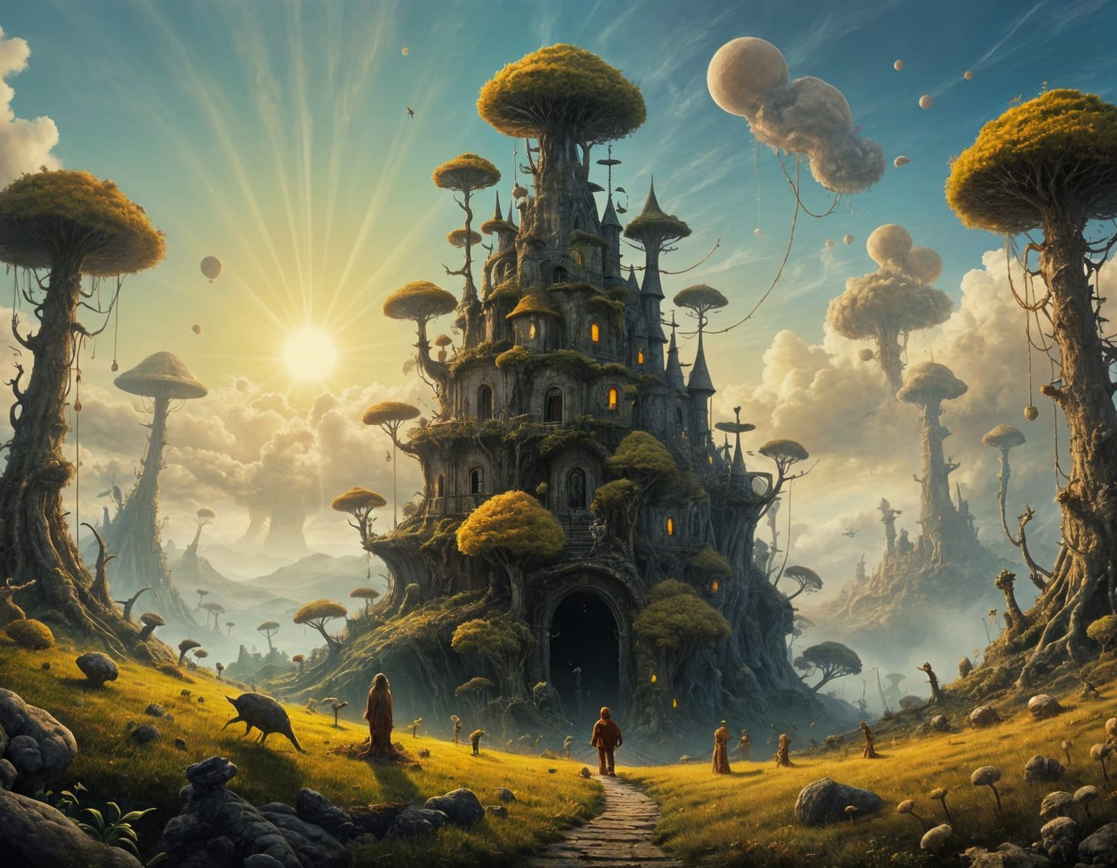 Surreal Samorost Landscape in Beksiński's Style