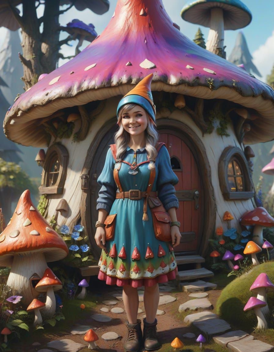 Gnomish Fantasy Princess in Vibrant Fantasy Setting
