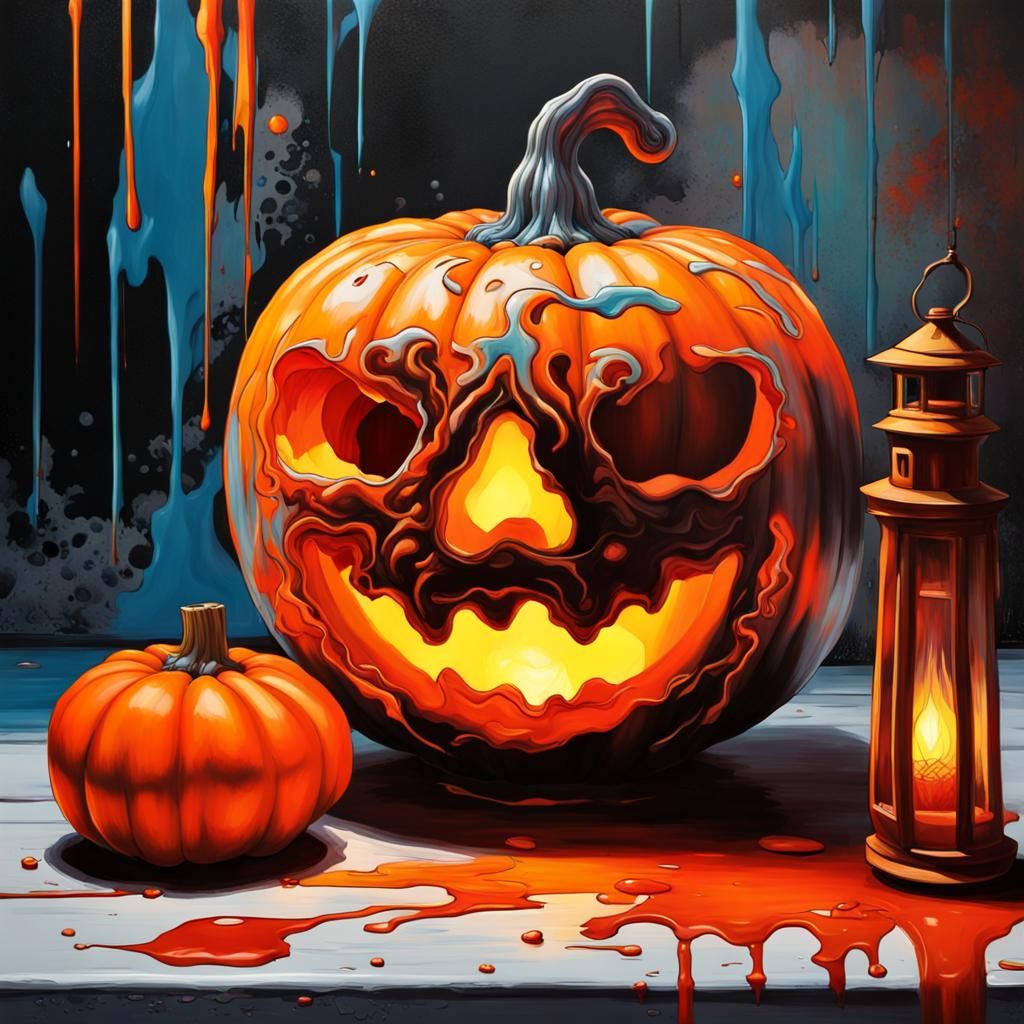Graffiti Art: Flower Glass Pumpkin with Knife