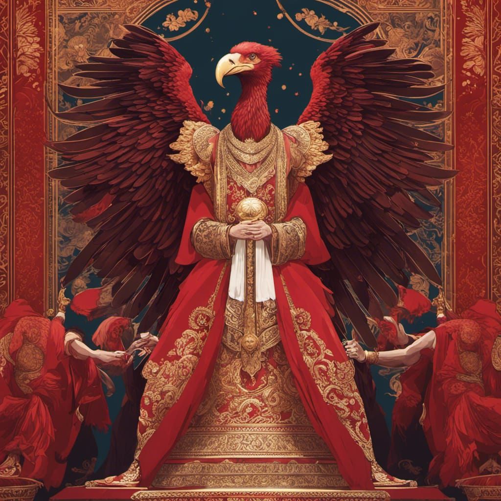 Striking Red-Headed Vulture Vector Art Portrait