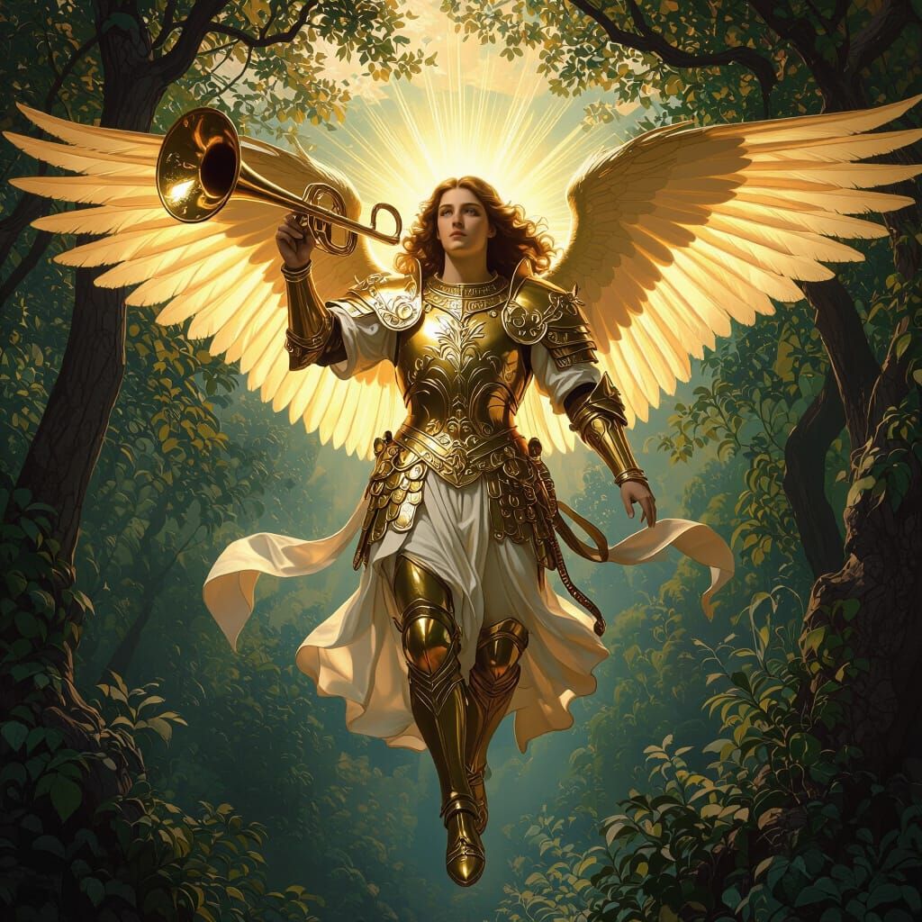 Archangel Gabriel Descends From Heaven in Renaissance Style