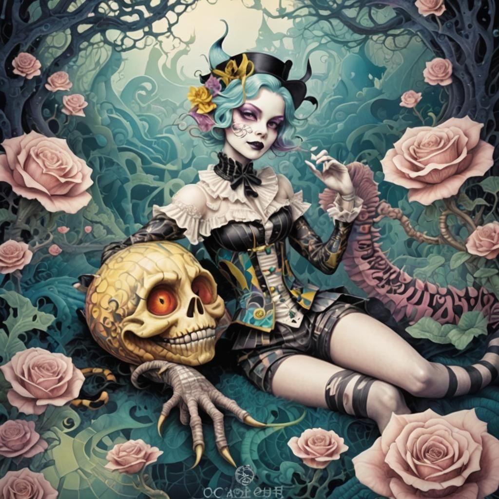 Psychedelic Cheshire Cat in Fractal Art Style