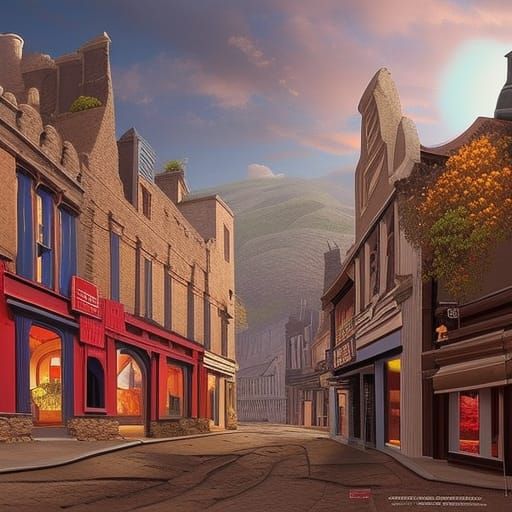 Irish Bar on Cloud Street: Detailed Matte Painting
