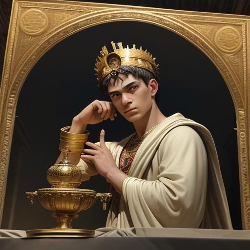 Young Roman in Fiery Sacrifice, Renaissance-Inspired Art