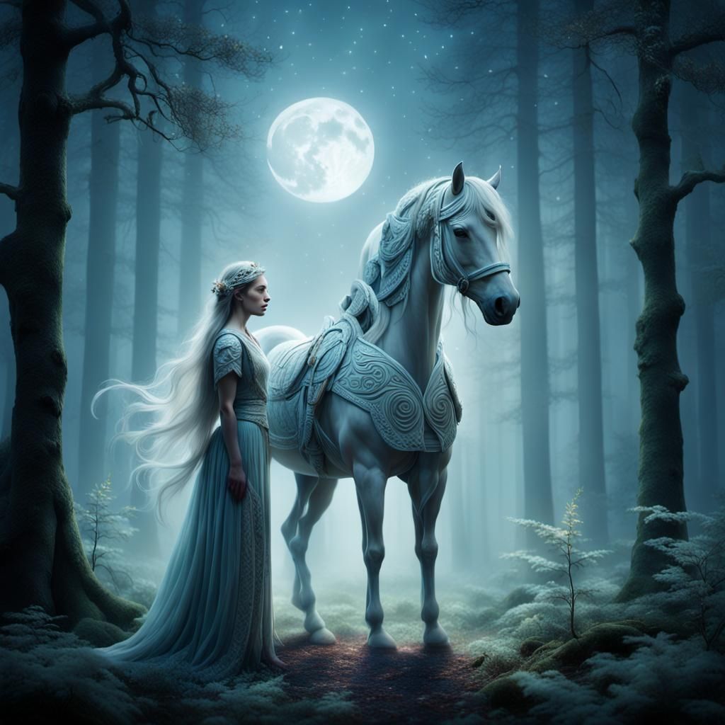 Moonlit Centaur in Dreamlike Forest: Mythological Art