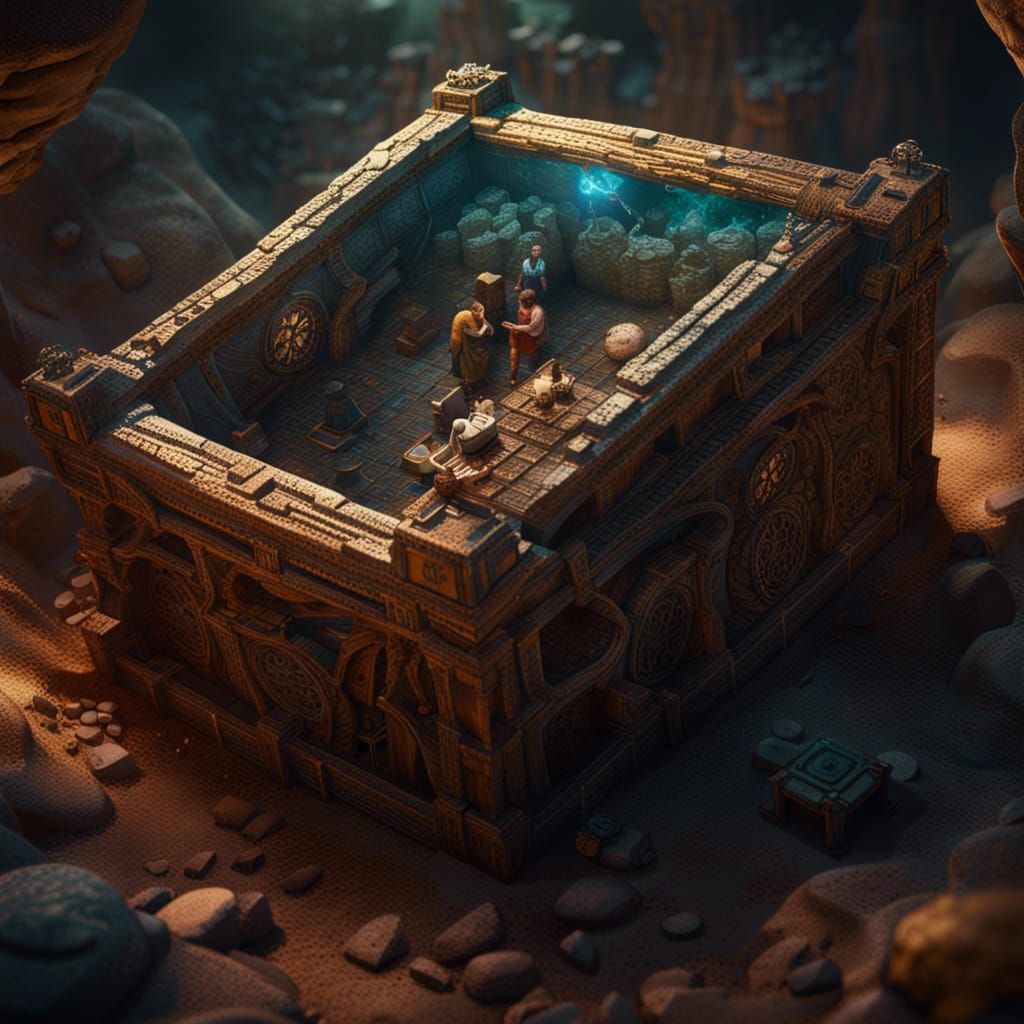 Archaeologists Discovering Pandora's Box: Fantasy Art