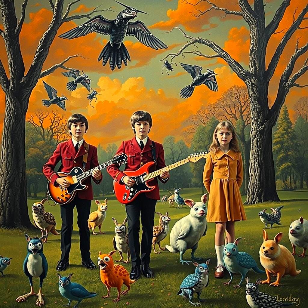 Psychedelic Sergeant Pepper Scene in Alan Aldridge Style