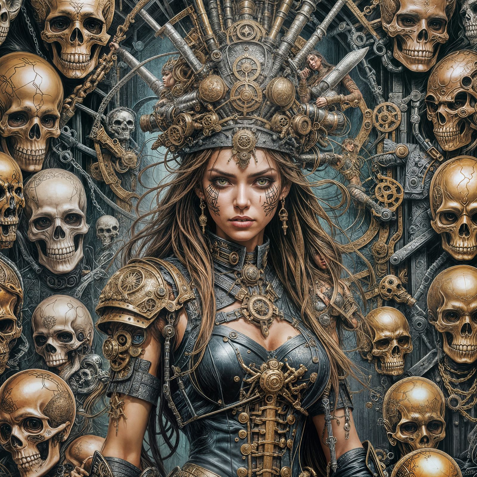 A graffiti mural on a warehouse brick wall, featuring a stea...