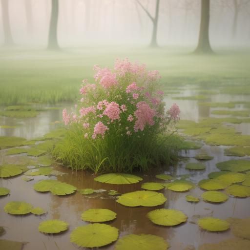 Impressionist Flower Blooms in Mud: Soft Watercolor