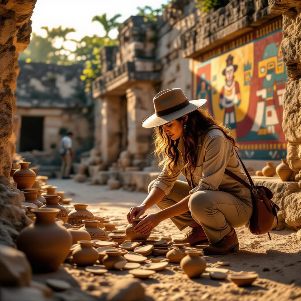 Mayan Market Discovery: Archaeologist Uncovers Pottery Shard...