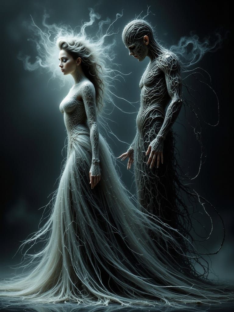 Ethereal Light vs Dark Energy Female Figures