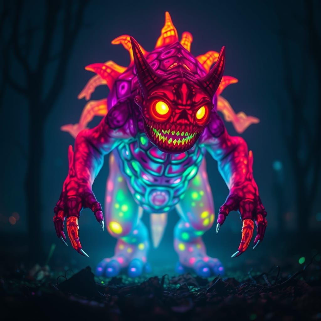 Glowing Radioactive Beast in Abandoned Chernobyl Landscape