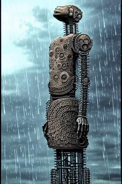 Celtic Robot in Rain, 3D Shading