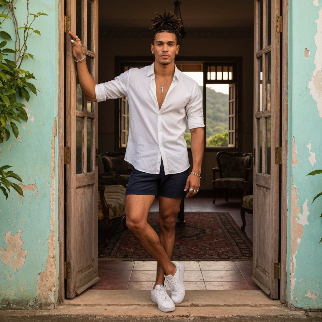 Cuban Man Portrait in Tropical Colonial Villa