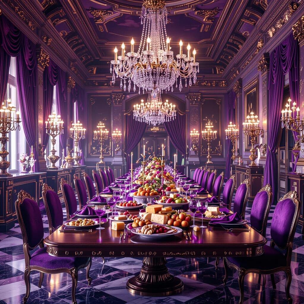 Royal Feast in Violet Hues Digital Matte Painting