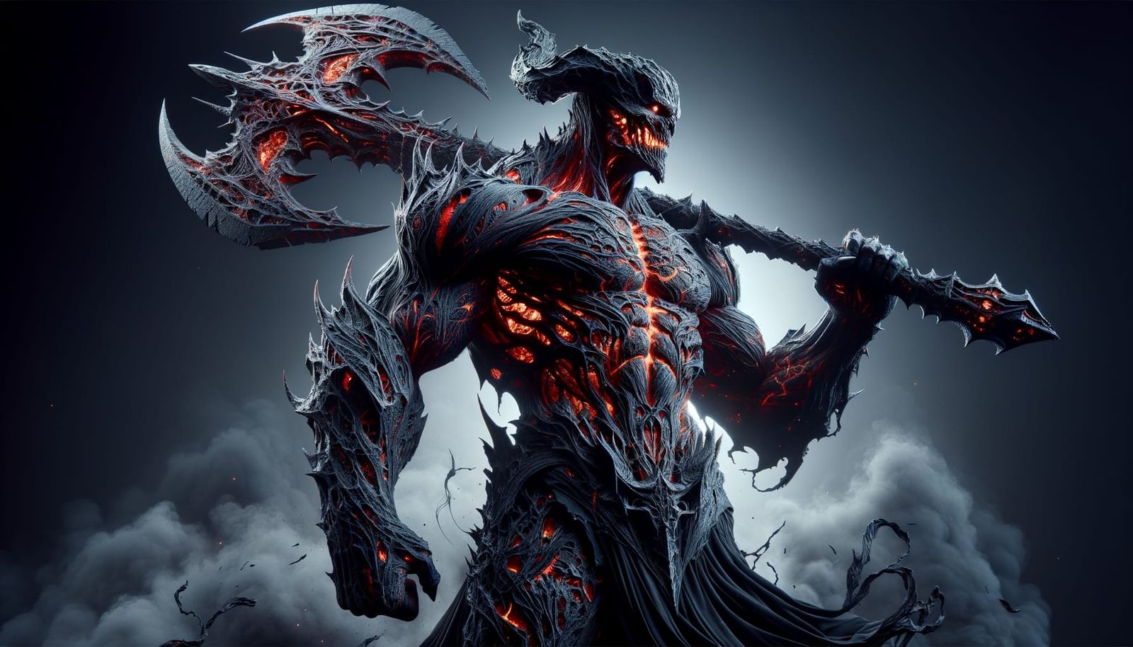 Ominous, Red and Black Demon in Hyperrealistic Style