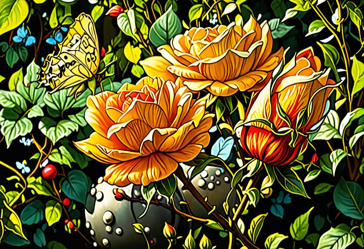 Fluffy White Cloud Roses in a Fairy Wonderland