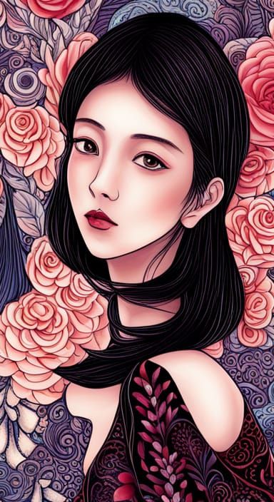 Abstract Ethnic Female Figure in Retro Pop Art