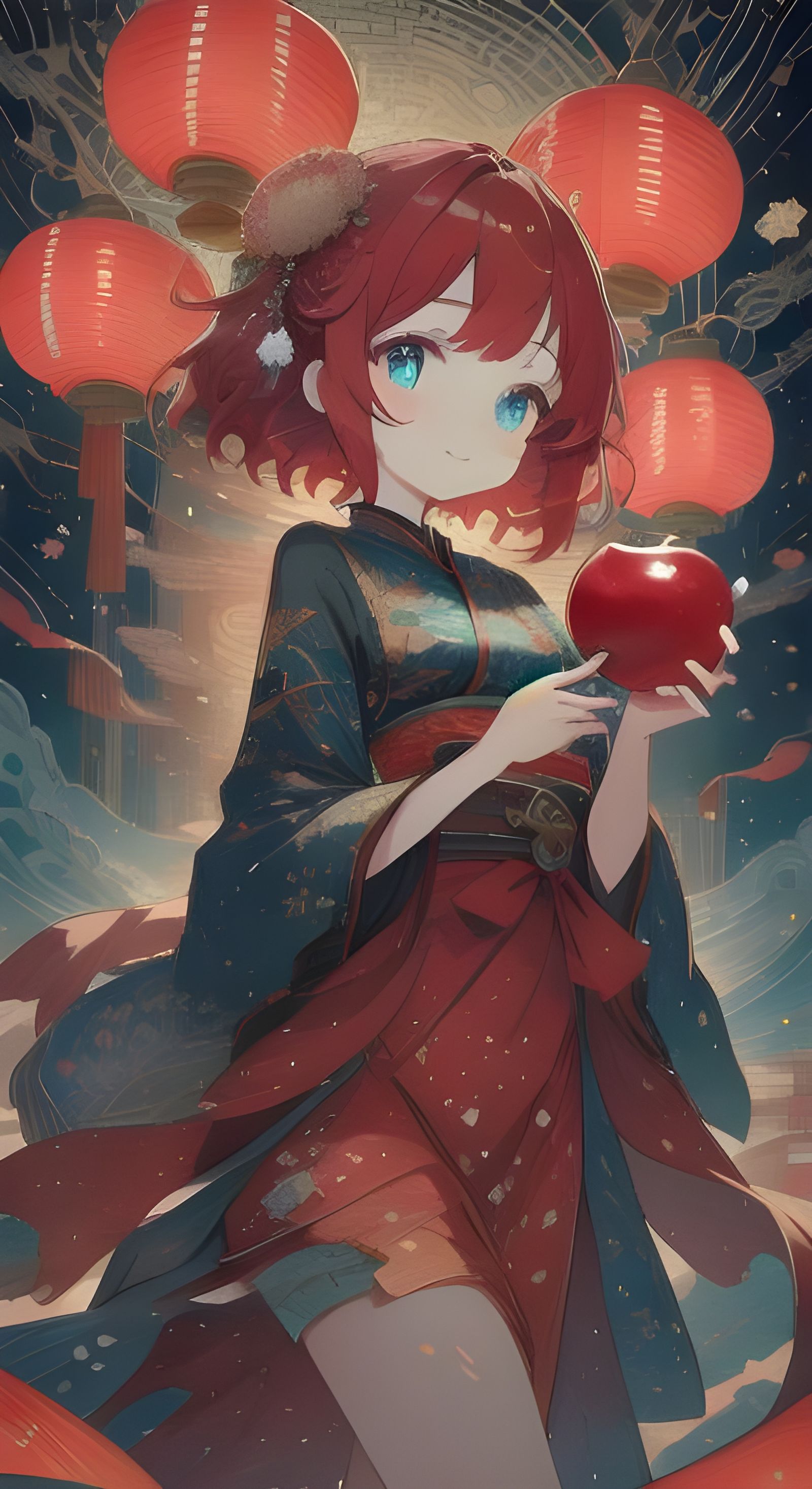 Lunar New Year Flower Maiden in Anime Style