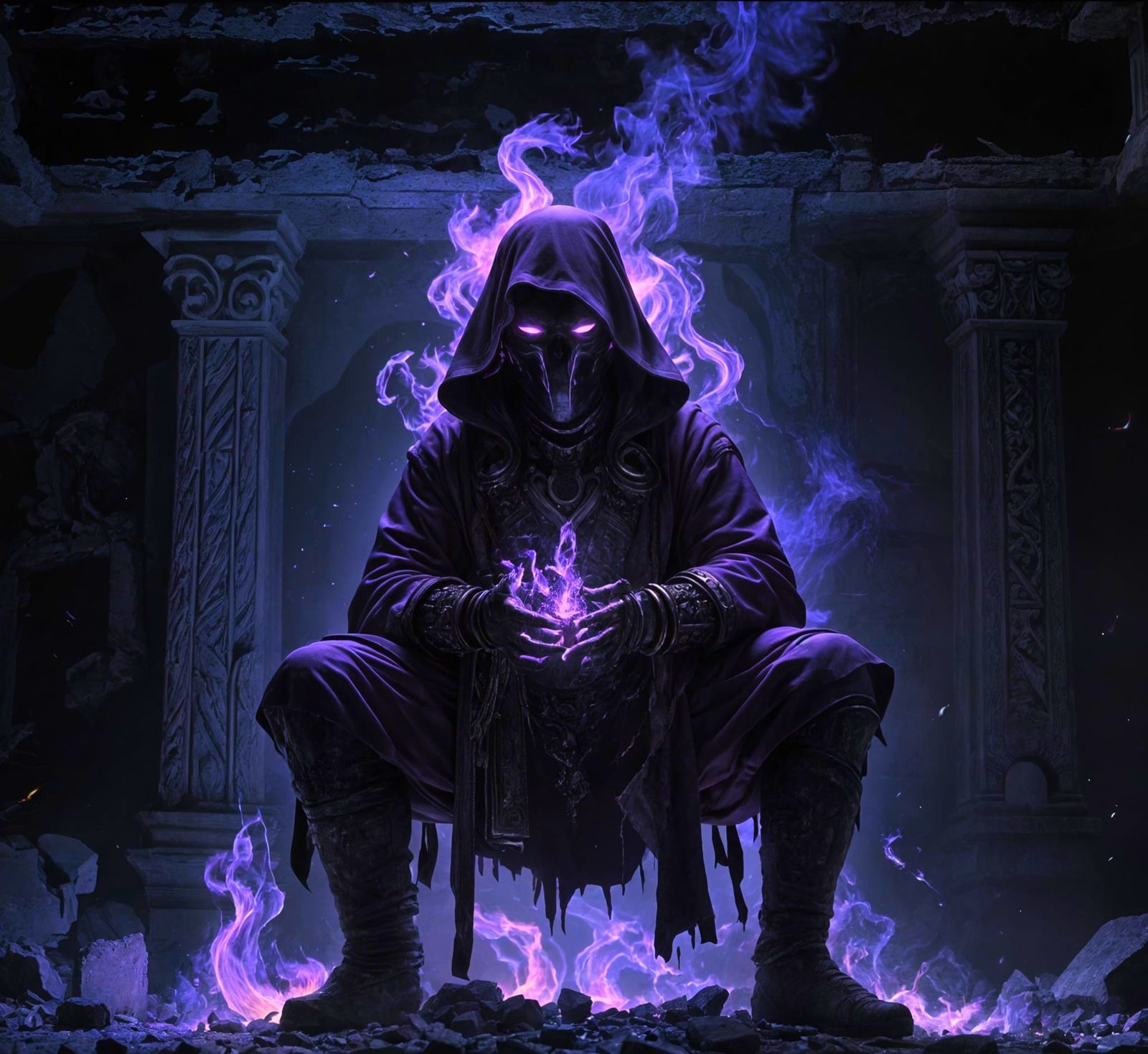 Ethereal Blaze Illuminates Ancient Alien Ruins