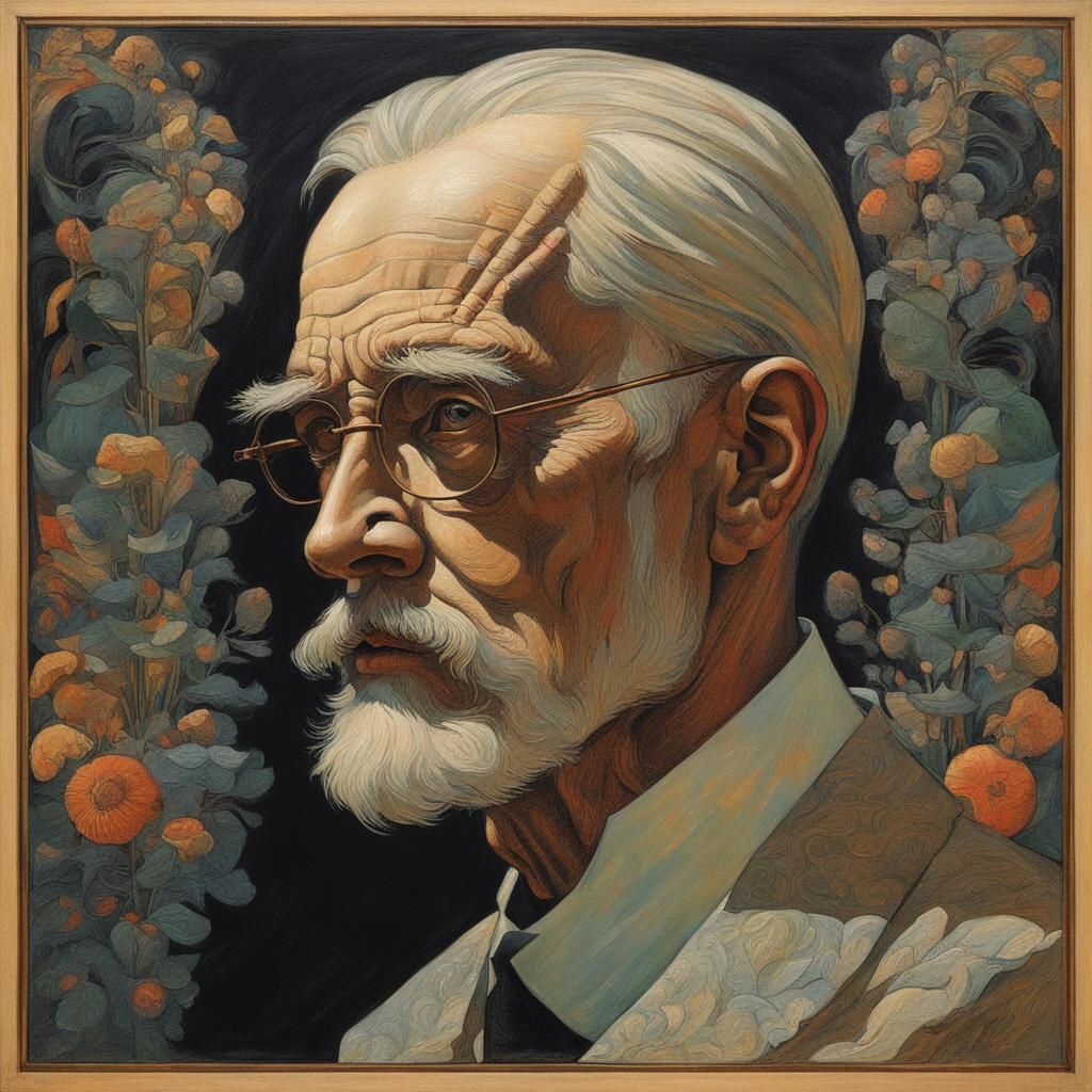 Oskar Zwintscher Portrait in Jugendstil Style
