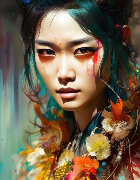 Detailed Watercolor Portrait of Hawaiian Shaman