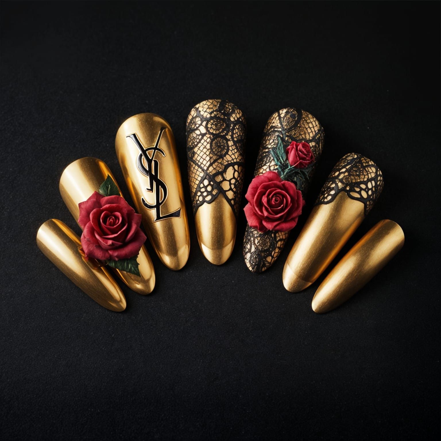 YSL Libre Inspired Nail Art with Roses