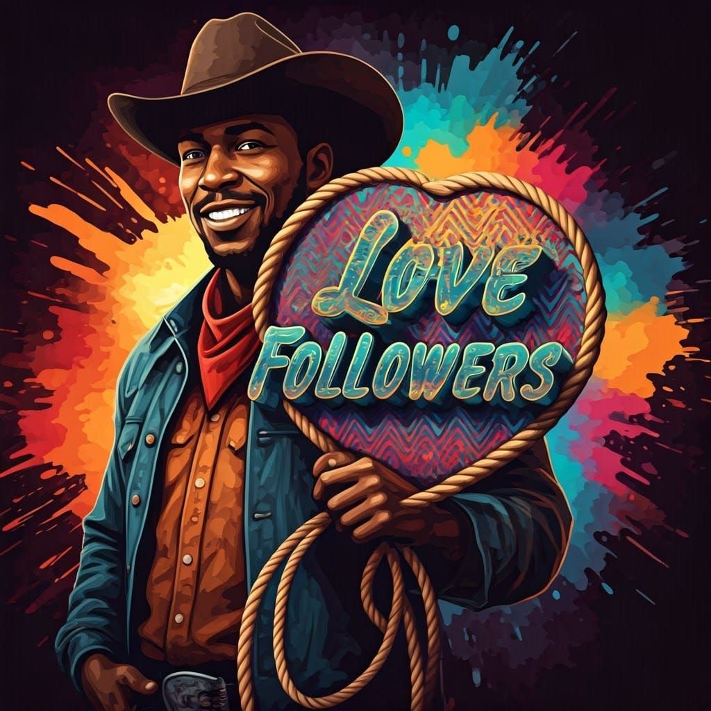 Cowboy Lasso Heart with 'Love Followers' Message