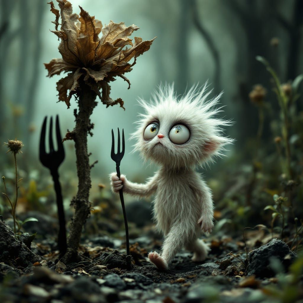 Surreal Double Exposure: Bo Peep and the Dried Plant