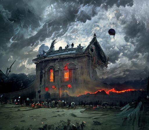 Scary Victorian Mansion in a Gothic Horror Style