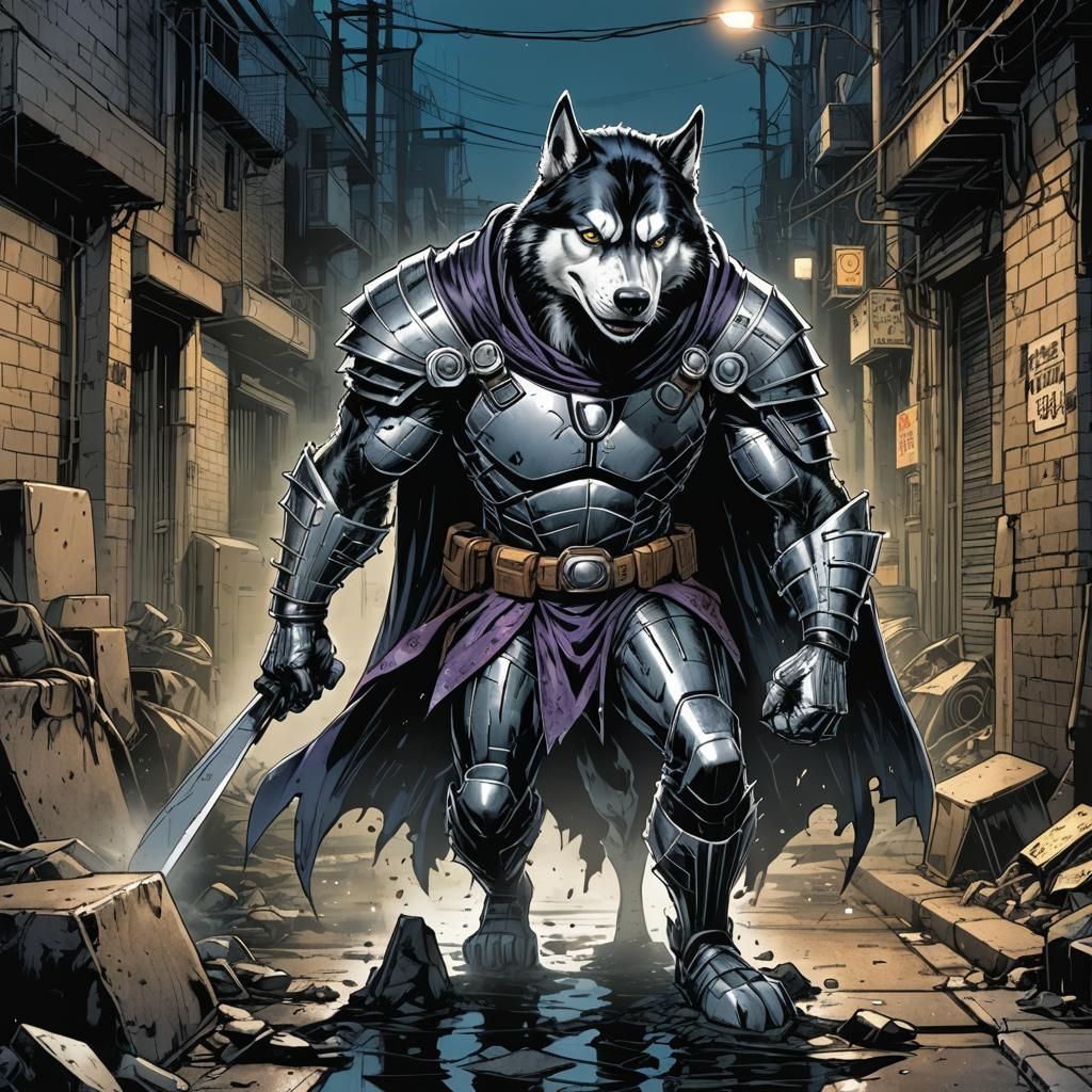 Husky Dog as Shredder in Jim Lee Marvel Style