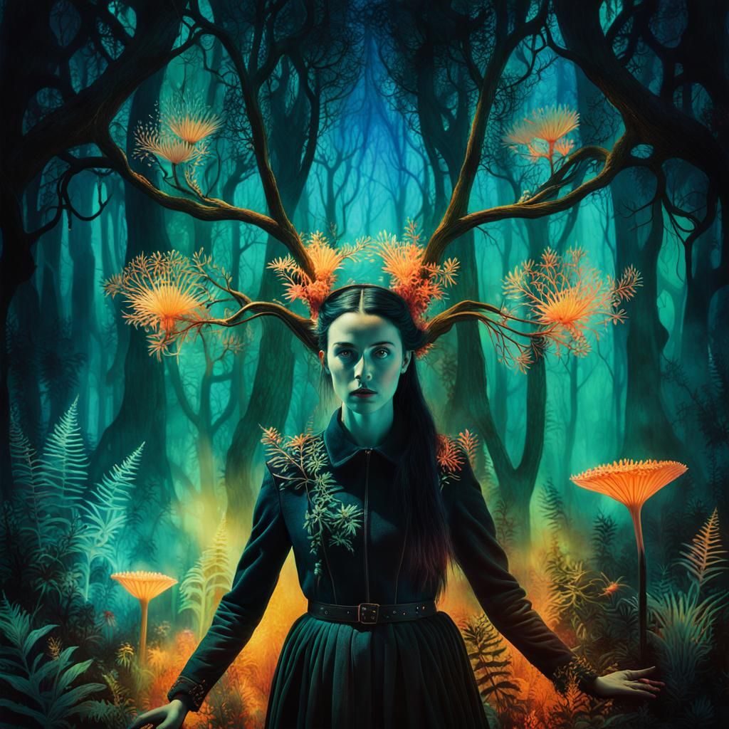 Mystical Forest: Surreal Dreamlike Scene in Dark Fantasy