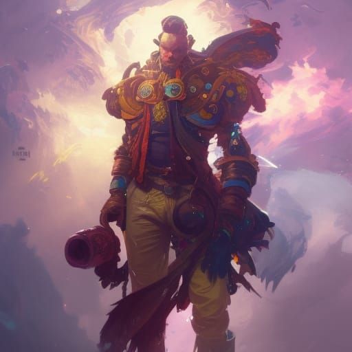 Colorful Space Pirate Portrait in Hyperdetailed Style