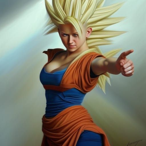 Beautiful Super Saiyan Woman in Caravaggio Style