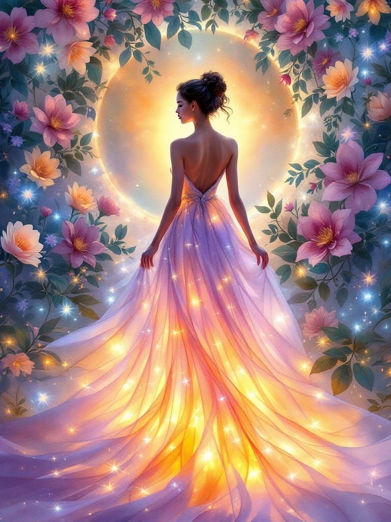 Romantic Watercolor Masterpiece of Love in Bloom