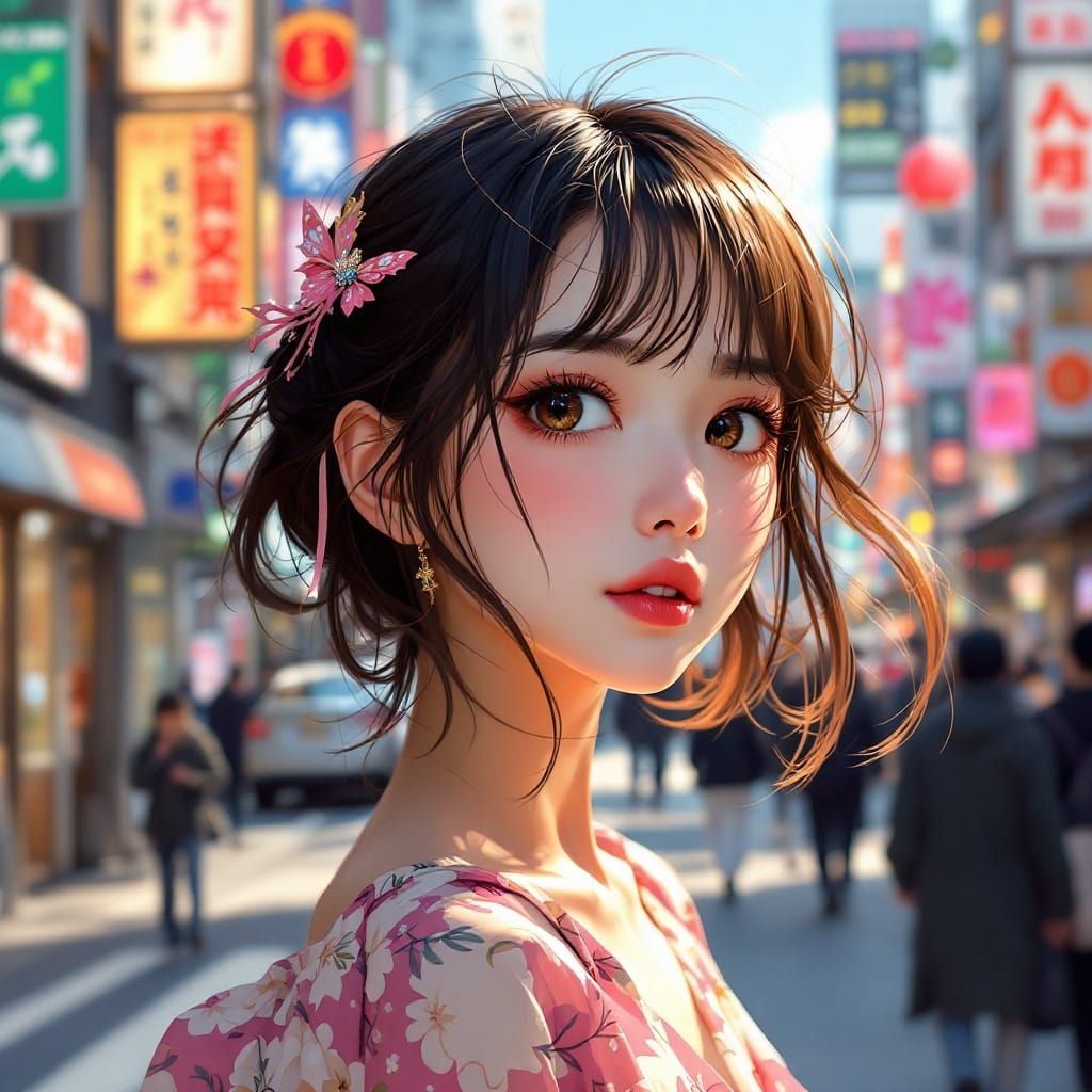 Surreal Anime Goddess Pauses Time with Enchanted Eyes